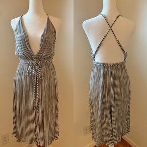 Elan Gray and White Striped Beach Coverup Dress Size M